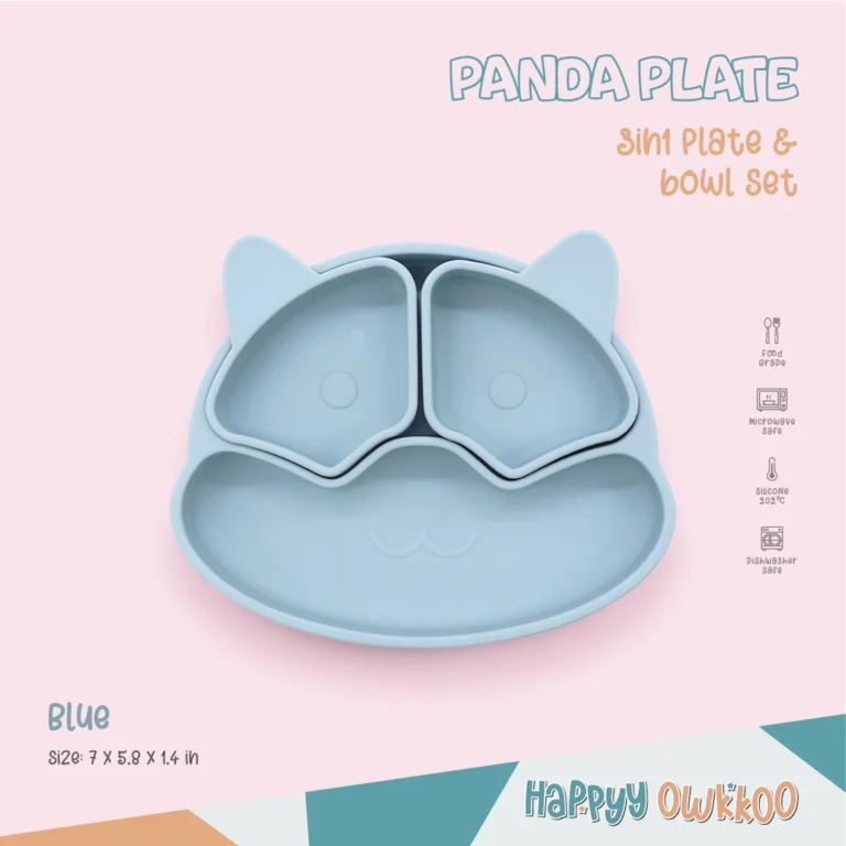 Silicone – Baby Feeding Plate | Panda Plate-Blue - Image 1