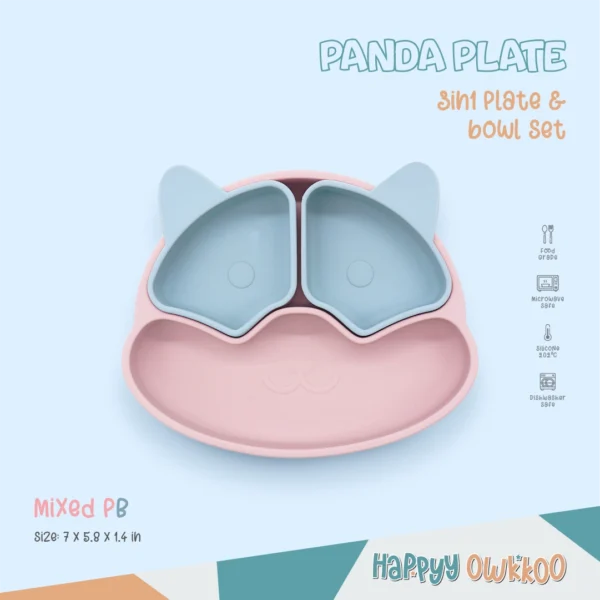 Silicone – Baby Feeding Plate | Panda Plate-Mixed PB