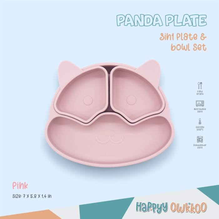 Baby Feeding Plate – Panda | Pink - Image 1