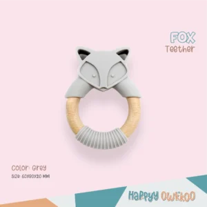 Wooden Mixed Silicone Teether - Fox - Image 3