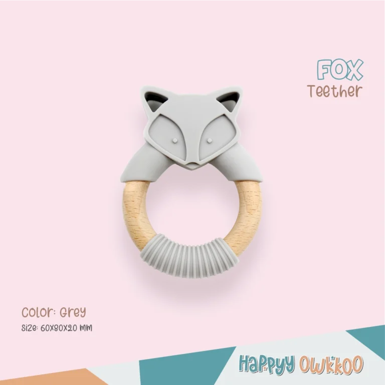 Wooden Mixed Silicone Teether - Fox - Image 3