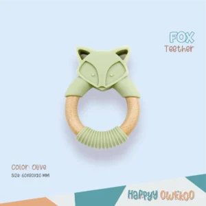 Wooden Mixed Silicone Teether - Fox - Image 2