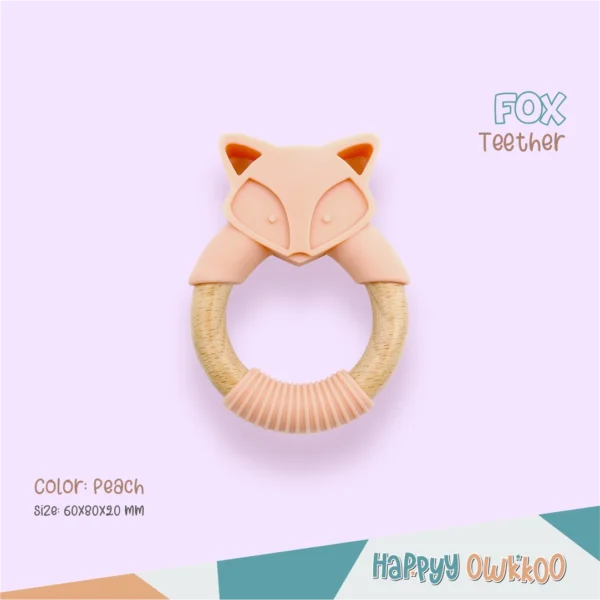 Wooden Mixed Silicone Teether - Fox