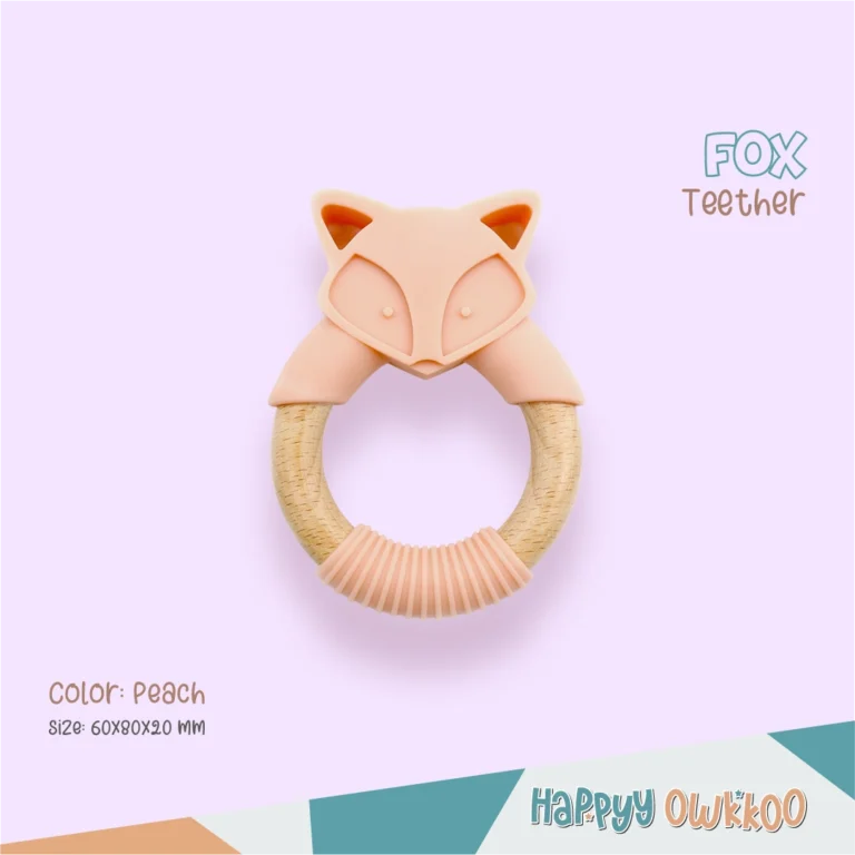 Wooden Mixed Silicone Teether - Fox - Image 1