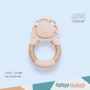 Wooden Mixed Silicone Teether - Lion