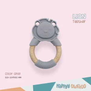 Wooden Mixed Silicone Teether - Lion - Image 3