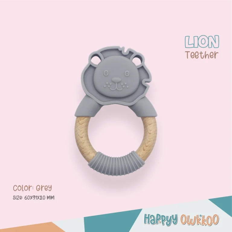 Wooden Mixed Silicone Teether - Lion - Image 3