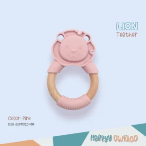 Wooden Mixed Silicone Teether - Lion - Image 2
