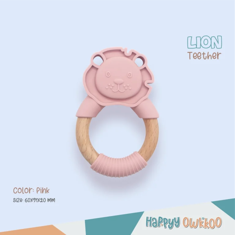 Wooden Mixed Silicone Teether - Lion - Image 2