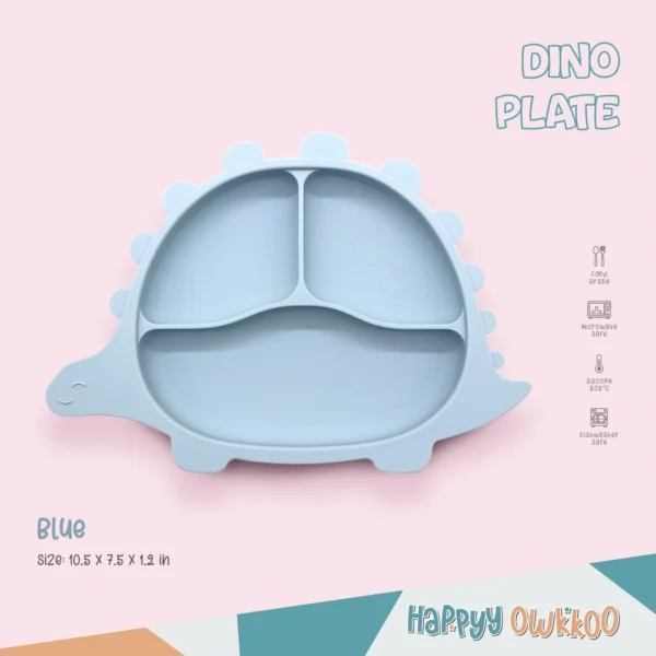 Silicone - Baby Feeding Plate | Dino Plate-Blue