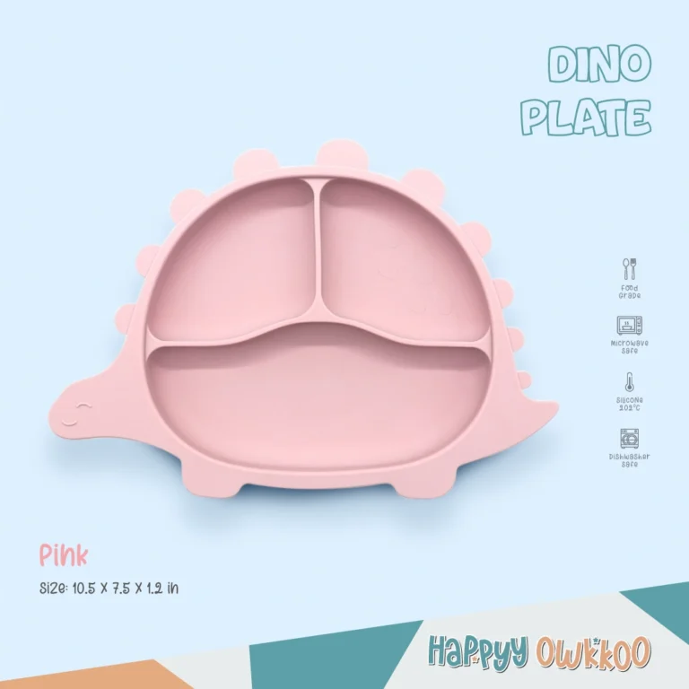 Silicone - Baby Feeding Plate | Dino Plate-Pink - Image 1