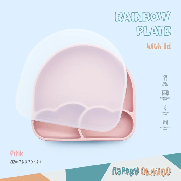 Silicone - Baby Feeding Plate | Rainbow Plate-Pink - Image 1