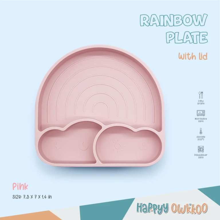 Silicone - Baby Feeding Plate | Rainbow Plate-Pink - Image 2