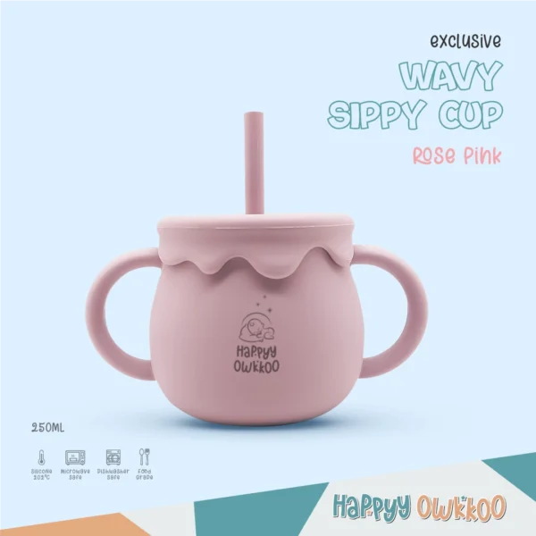 Silicone - Wavy Water Sippy Cup - Pink