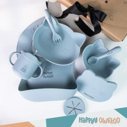 Baby Feeding Set - Messyy Kittyy | Blue